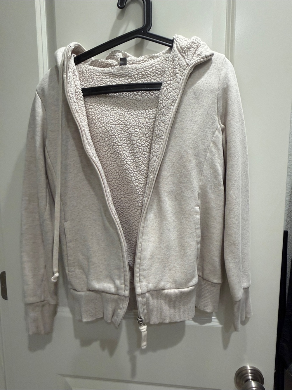 Uniqlo Cream Sherpa-Lined Zip Hoodie